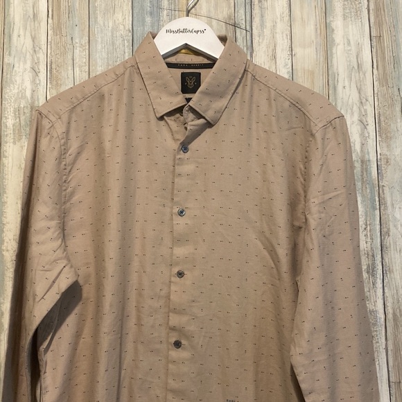 RARE RABBIT Tan Speckled Long Sleeve Button Up Dress Shirt | Size L - Picture 14 of 15